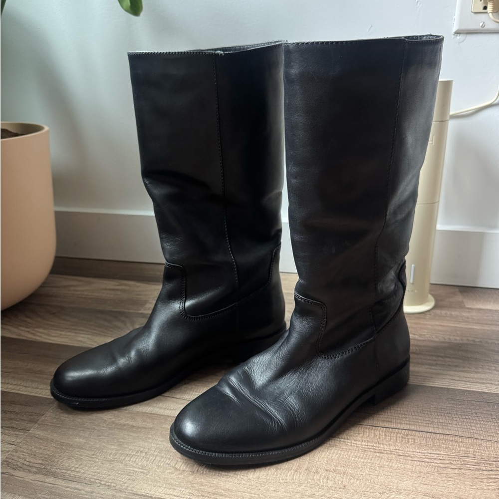 Mango Black Leather Boots